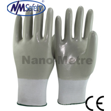 Nmsafety Nylon Fully Coated Luvas de trabalho de campo de nitrilo suave